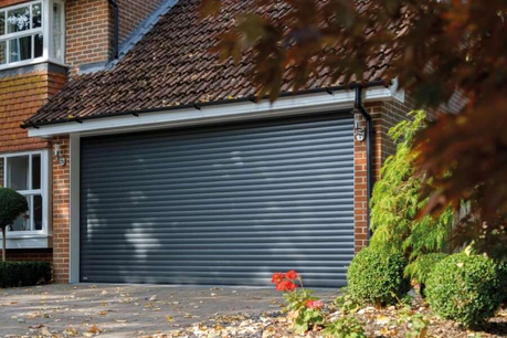 black roller garage door