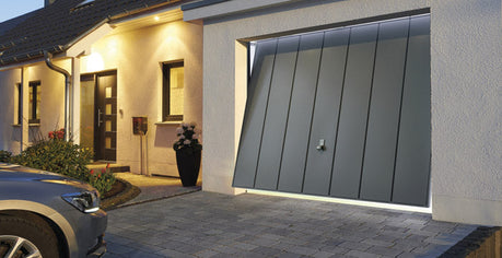 grey sleek electric garage door