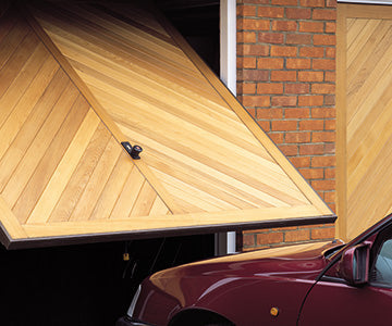 light brown wooden garage door