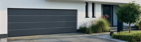 Novofem black modern garage door